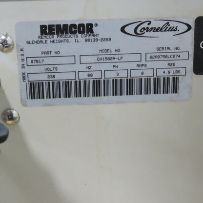 Remcor Cornelius 07017 CH1502A-LP Liquid Cooling System 230V 3PH 8A Tested