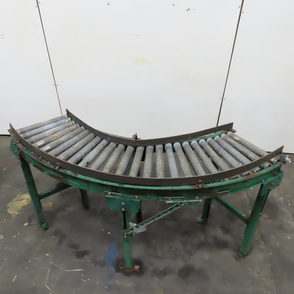 Rapistan 45° Gravity Roller Curved Conveyor Section 1.87" Rollers 16" BF W/ Legs