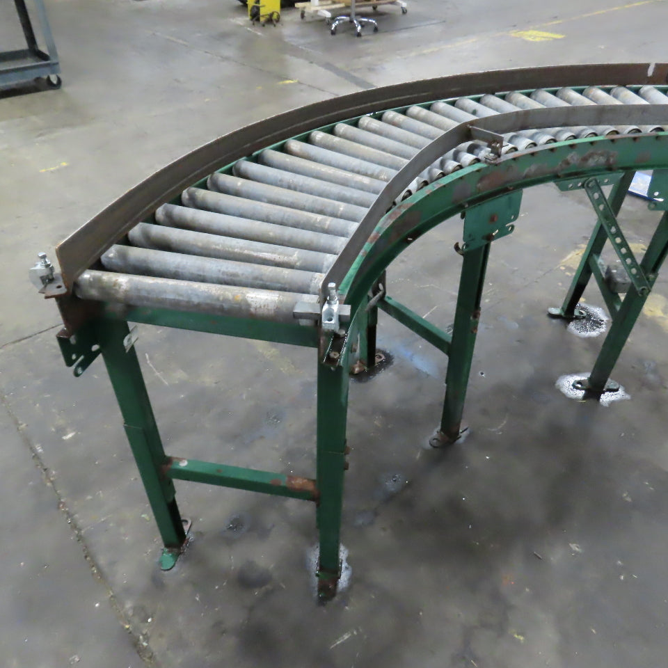 Rapistan 45° Gravity Roller Curved Conveyor Section 1.87" Rollers 16" BF W/ Legs