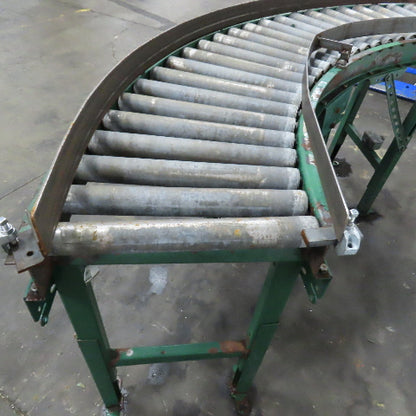 Rapistan 45° Gravity Roller Curved Conveyor Section 1.87" Rollers 16" BF W/ Legs