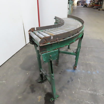 Rapistan 45° Gravity Roller Curved Conveyor Section 1.87" Rollers 16" BF W/ Legs