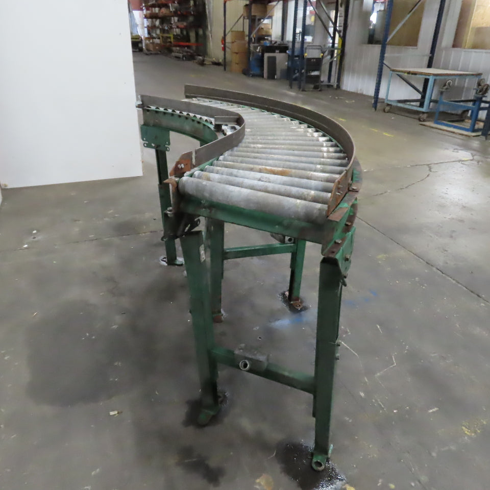 Rapistan 45° Gravity Roller Curved Conveyor Section 1.87" Rollers 16" BF W/ Legs