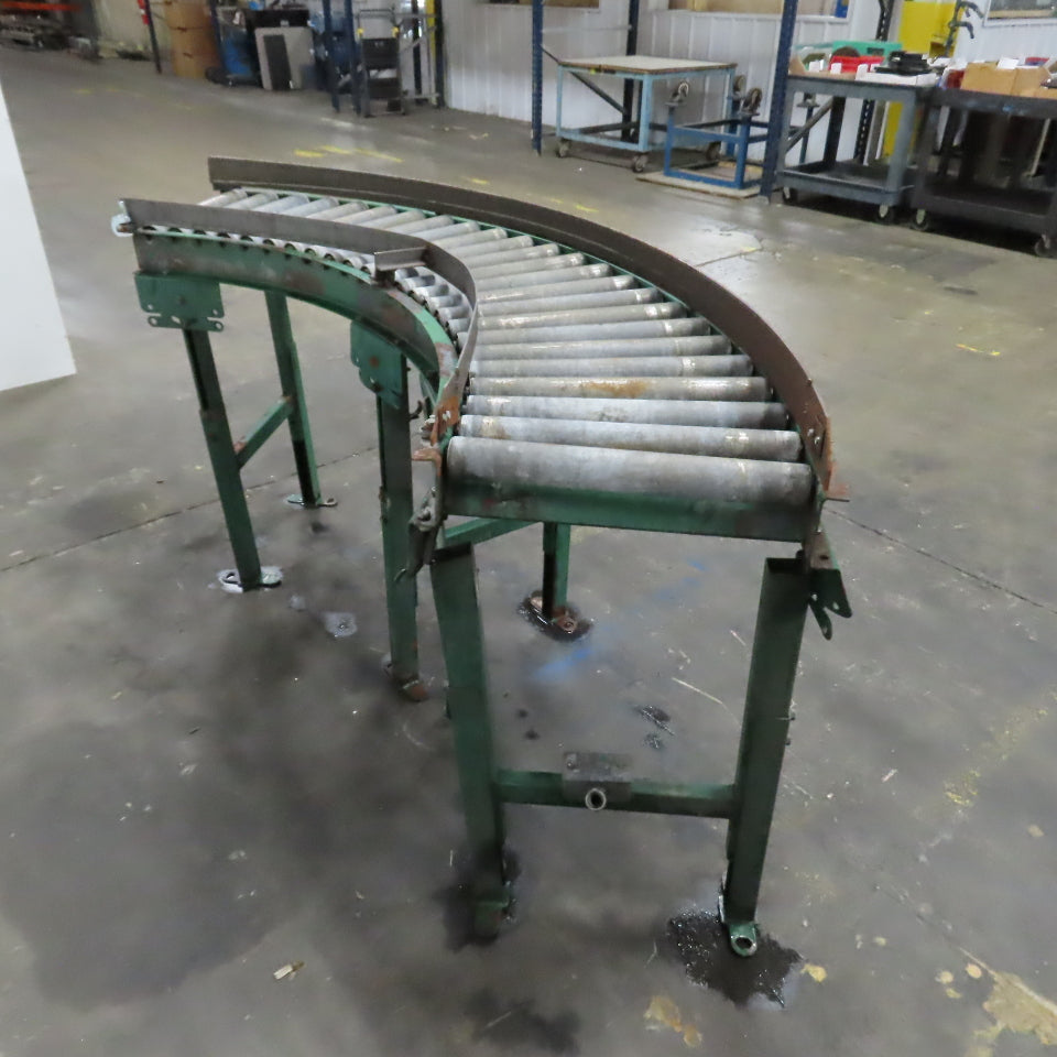Rapistan 45° Gravity Roller Curved Conveyor Section 1.87" Rollers 16" BF W/ Legs