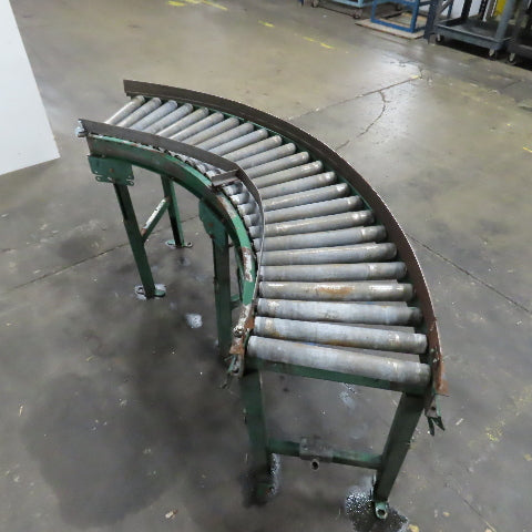 Rapistan 45° Gravity Roller Curved Conveyor Section 1.87" Rollers 16" BF W/ Legs