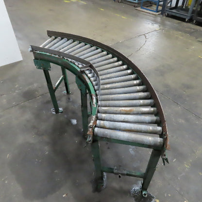 Rapistan 45° Gravity Roller Curved Conveyor Section 1.87" Rollers 16" BF W/ Legs