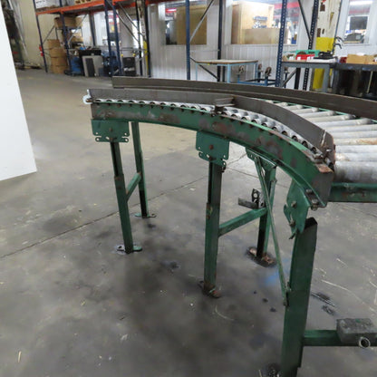 Rapistan 45° Gravity Roller Curved Conveyor Section 1.87" Rollers 16" BF W/ Legs