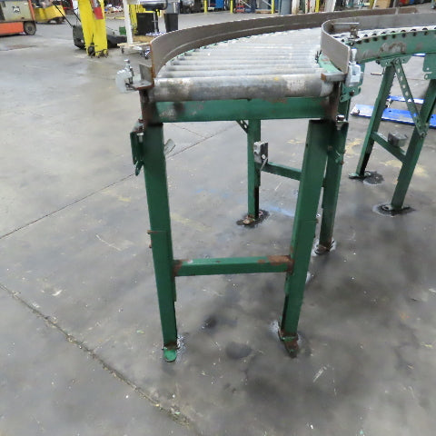 Rapistan 45° Gravity Roller Curved Conveyor Section 1.87" Rollers 16" BF W/ Legs