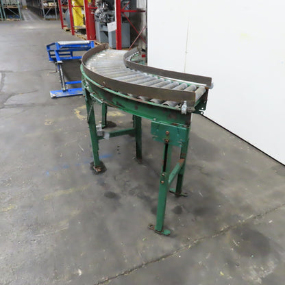 Rapistan 45° Gravity Roller Curved Conveyor Section 1.87" Rollers 16" BF W/ Legs