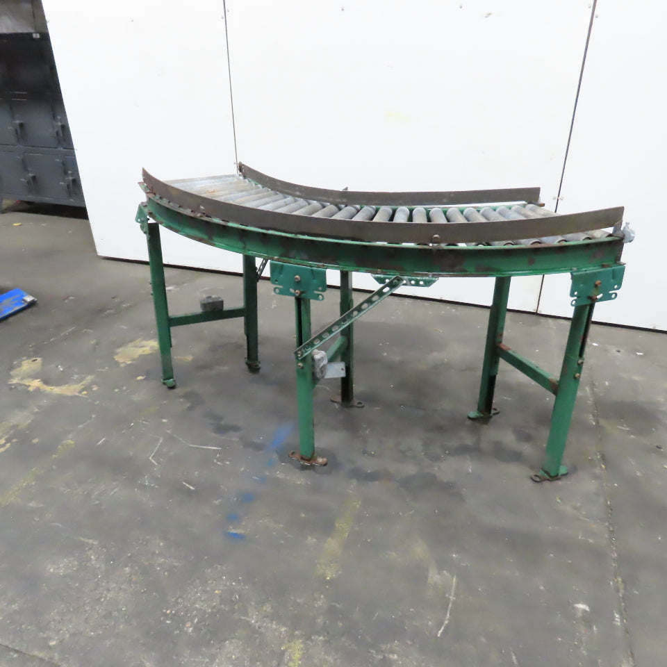 Rapistan 45° Gravity Roller Curved Conveyor Section 1.87" Rollers 16" BF W/ Legs