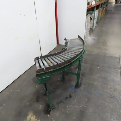 Rapistan 45° Gravity Roller Curved Conveyor Section 1.87" Rollers 16" BF W/ Legs