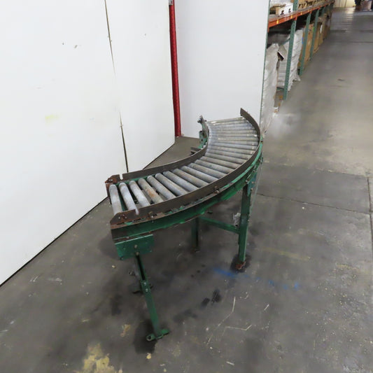 Rapistan 45° Gravity Roller Curved Conveyor Section 1.87" Rollers 16" BF W/ Legs