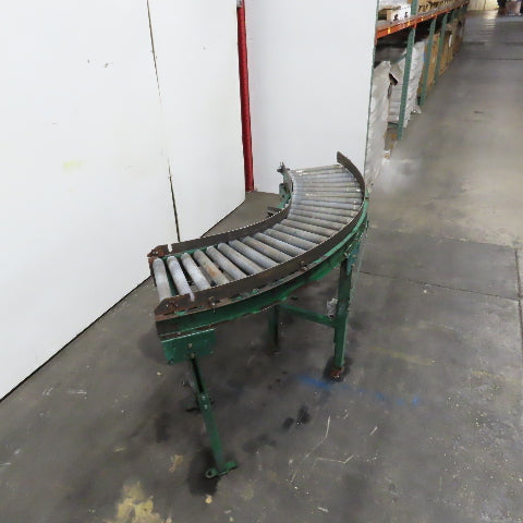 Rapistan 45° Gravity Roller Curved Conveyor Section 1.87" Rollers 16" BF W/ Legs