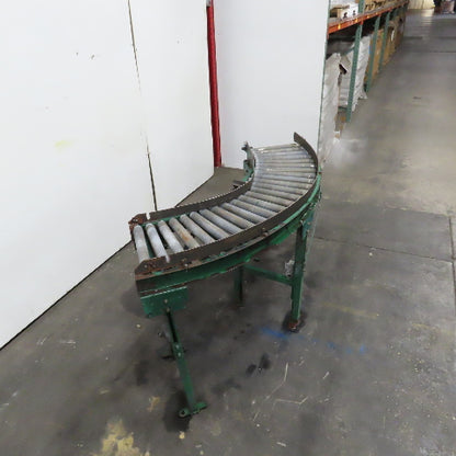 Rapistan 45° Gravity Roller Curved Conveyor Section 1.87" Rollers 16" BF W/ Legs