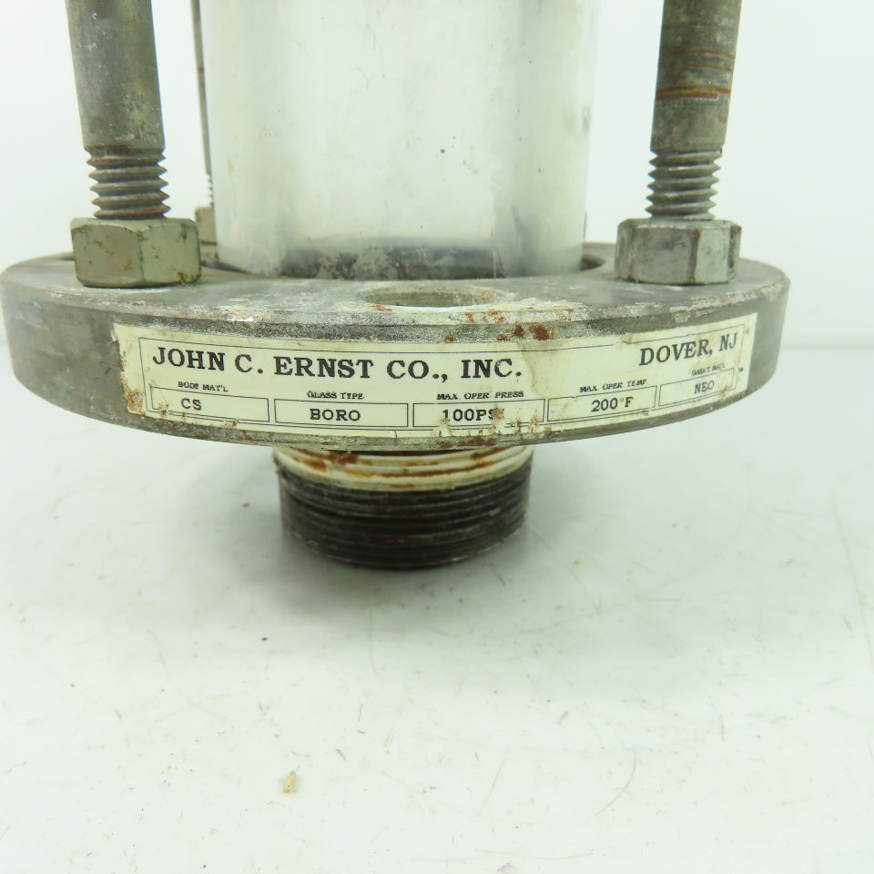 John C. Ernst CS BORO Cylinder Glass Sight Flow Indicator 100PSI