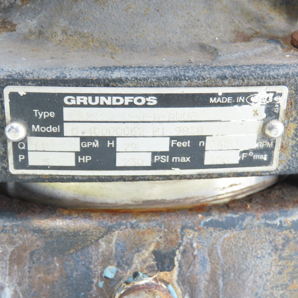 Grundfos CR2-20 U-G-A-AUUE .5HP Vertical Centrifugal Pumps 11GPM 230/460V 3Ph