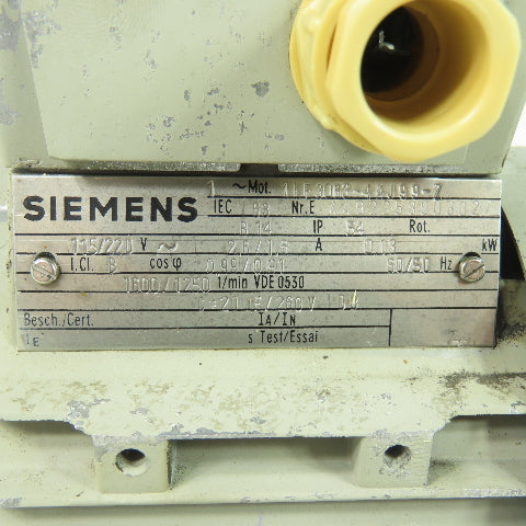 Siemens 1LF3063-4AJ99-Z 0.13KW Electric Motor 115/220V 1Ph 1600RPM 2.6A