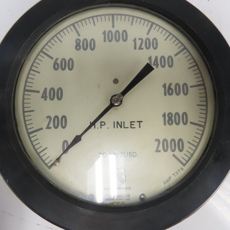 Ashcroft Duragauge 0-2000 HP Inlet Gauge 10-1/4" OD 1/2" NPT