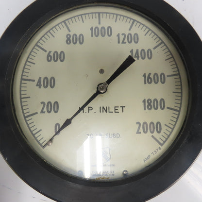 Ashcroft Duragauge 0-2000 HP Inlet Gauge 10-1/4" OD 1/2" NPT