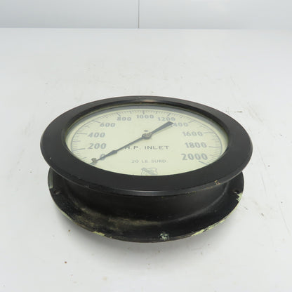 Ashcroft Duragauge 0-2000 HP Inlet Gauge 10-1/4" OD 1/2" NPT