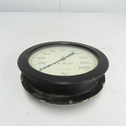 Ashcroft Duragauge 0-2000 HP Inlet Gauge 10-1/4" OD 1/2" NPT