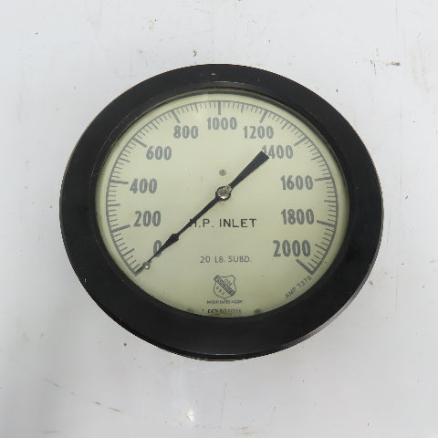 Ashcroft Duragauge 0-2000 HP Inlet Gauge 10-1/4" OD 1/2" NPT