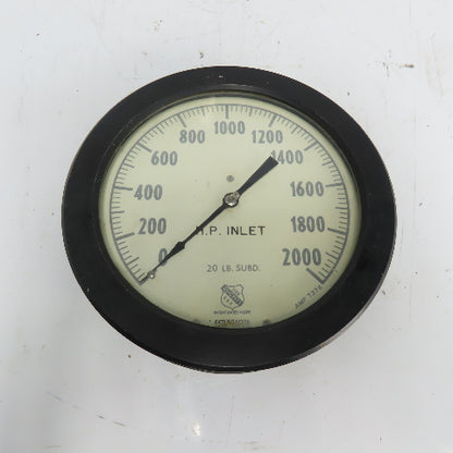 Ashcroft Duragauge 0-2000 HP Inlet Gauge 10-1/4" OD 1/2" NPT