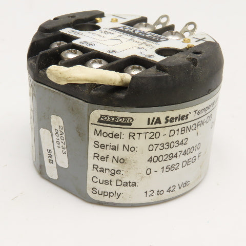 Foxboro RTT20-D1BNQFN-D3 0-1562°F Temperature Transmitter 12-42VDC