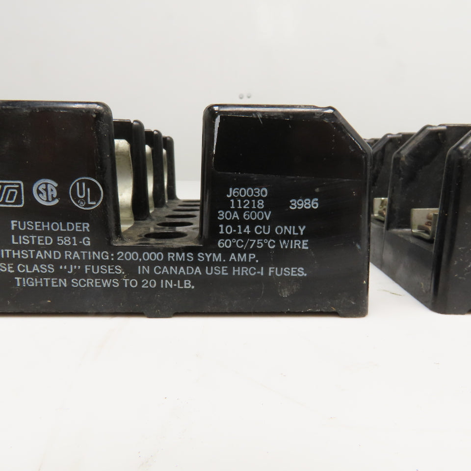 USD J60030 30A 600V 3 Pole Class J Fuse Holder Lot Of 5