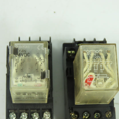 Omron 2-M4X10 Relay Socket 5A 250V W/ Omron MY4N Lot Of 3