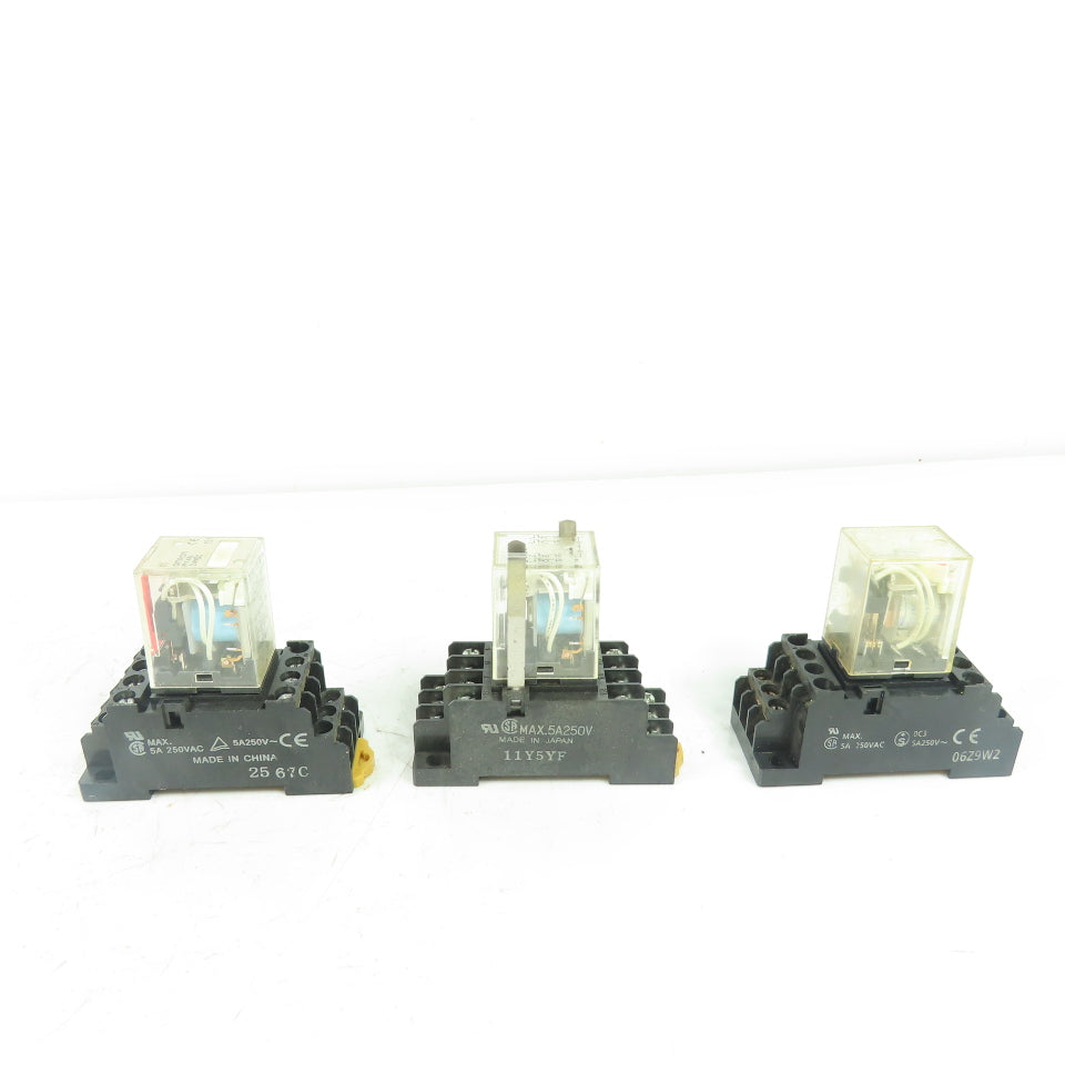 Omron 2-M4X10 Relay Socket 5A 250V W/ Omron MY4N Lot Of 3