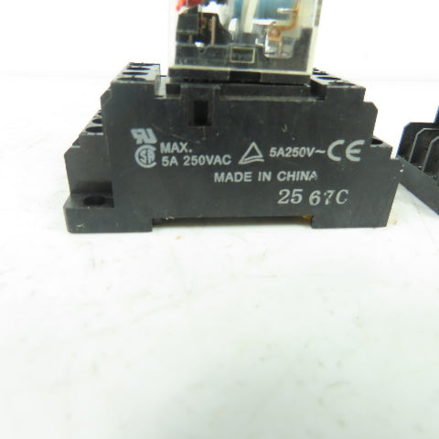 Omron 2-M4X10 Relay Socket 5A 250V W/ Omron MY4N Lot Of 3