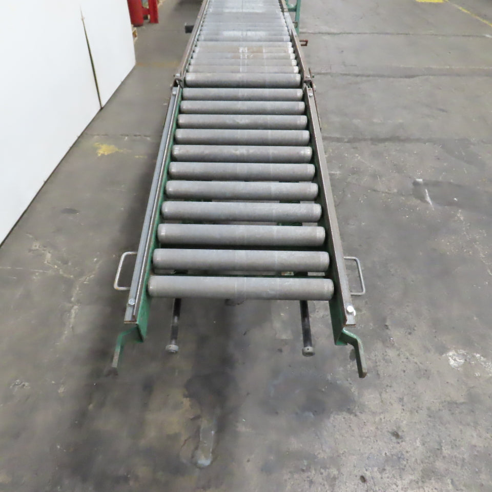 18" x 130" Spring Loaded Double Gate Gravity Roller Conveyor 16" BF 3" Centers
