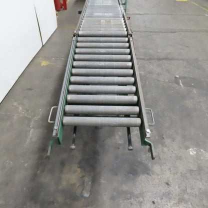 18" x 130" Spring Loaded Double Gate Gravity Roller Conveyor 16" BF 3" Centers