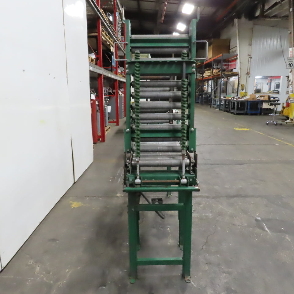 18" x 130" Spring Loaded Double Gate Gravity Roller Conveyor 16" BF 3" Centers