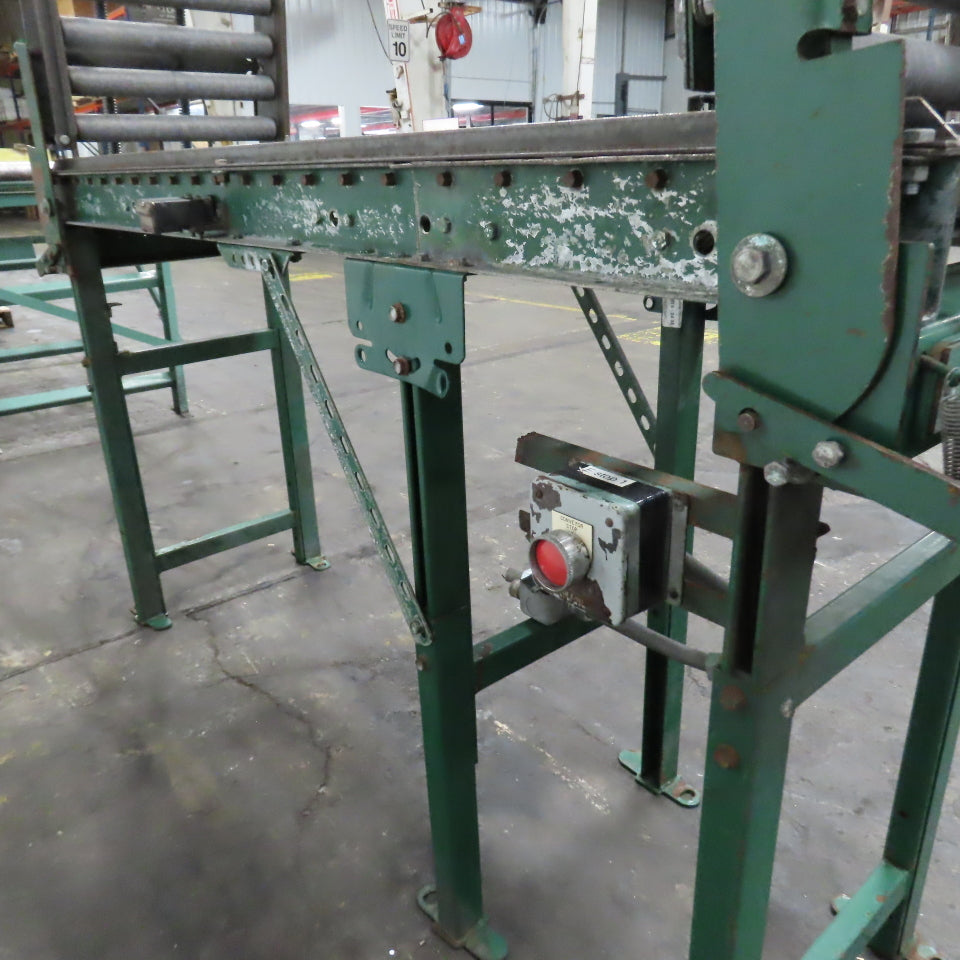 18" x 130" Spring Loaded Double Gate Gravity Roller Conveyor 16" BF 3" Centers