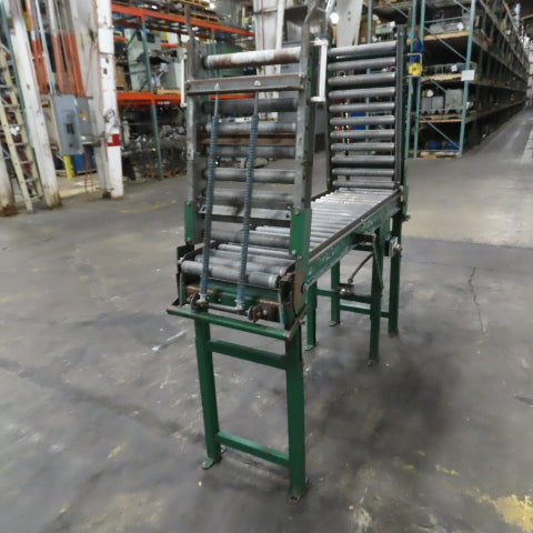 18" x 130" Spring Loaded Double Gate Gravity Roller Conveyor 16" BF 3" Centers