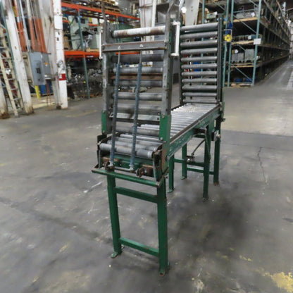 18" x 130" Spring Loaded Double Gate Gravity Roller Conveyor 16" BF 3" Centers