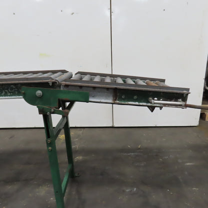 18" x 130" Spring Loaded Double Gate Gravity Roller Conveyor 16" BF 3" Centers