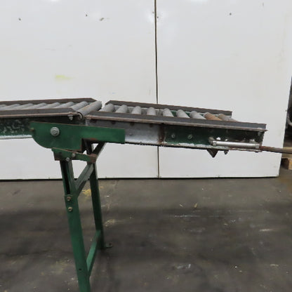 18" x 130" Spring Loaded Double Gate Gravity Roller Conveyor 16" BF 3" Centers