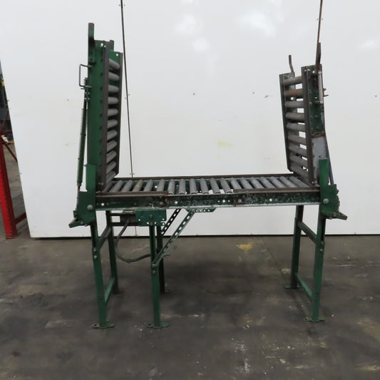 18" x 130" Spring Loaded Double Gate Gravity Roller Conveyor 16" BF 3" Centers