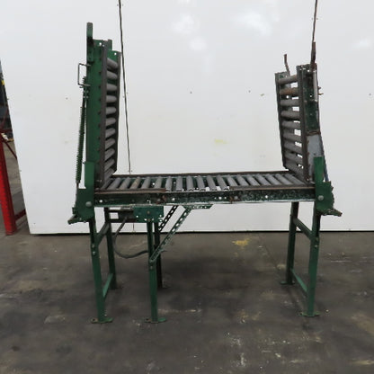 18" x 130" Spring Loaded Double Gate Gravity Roller Conveyor 16" BF 3" Centers