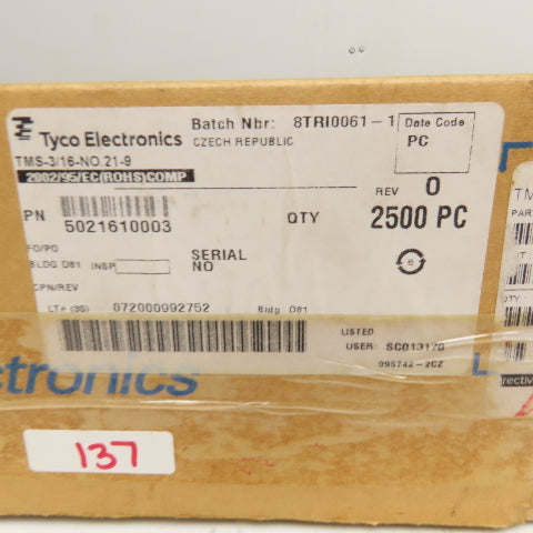 Tyco TMS-3/16-NO.21.9 Heat Shrink Identification Sleeve Label 2500 Psc.