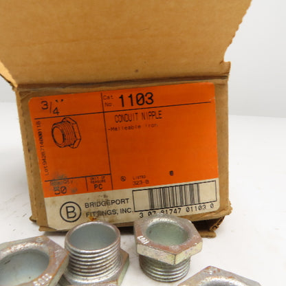 Bridgeport 1103 3/4" Malleable Iron Conduit Nipple Lot Of 50