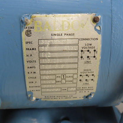 Baldor L3503 1/2HP Electric Bench Top Grinder 115/230V 1Ph 3450RPM 7.8A