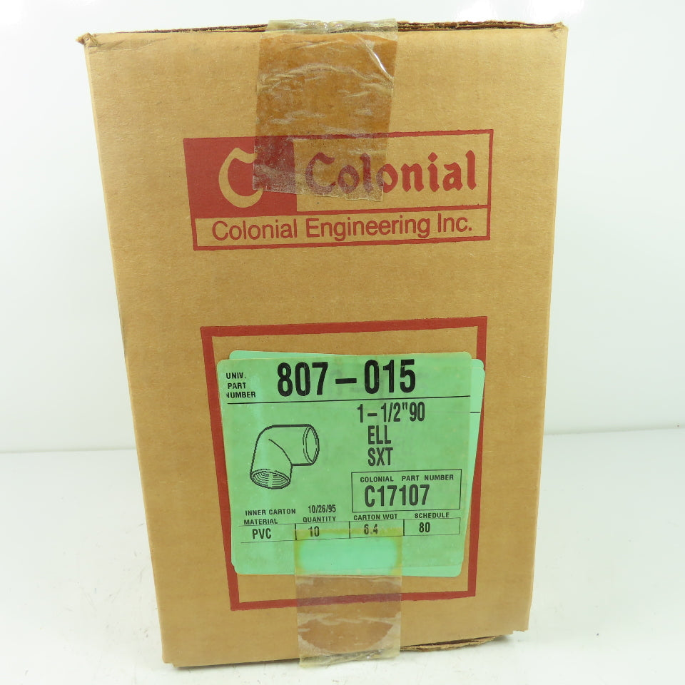 Colonial 807-015 1-1/2" 90° Elbow PVC Fitting ELL SXT C17107 Lot Of 10