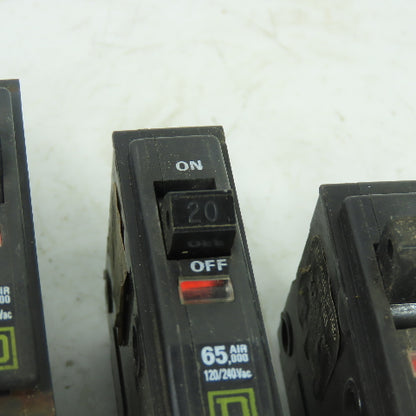 Square D 20A Breaker 65,000 Air 120/240VAC Lot Of 8