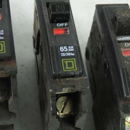 Square D 20A Breaker 65,000 Air 120/240VAC Lot Of 8