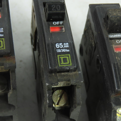 Square D 20A Breaker 65,000 Air 120/240VAC Lot Of 8