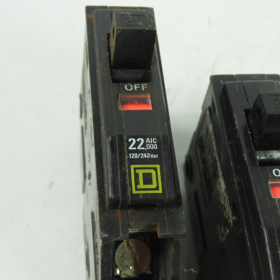 Square D 20A Breaker 22,000 Aic 120/240VAC Lot Of 6