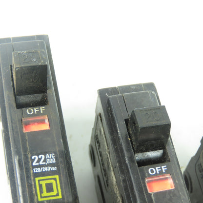 Square D 20A Breaker 22,000 Aic 120/240VAC Lot Of 6